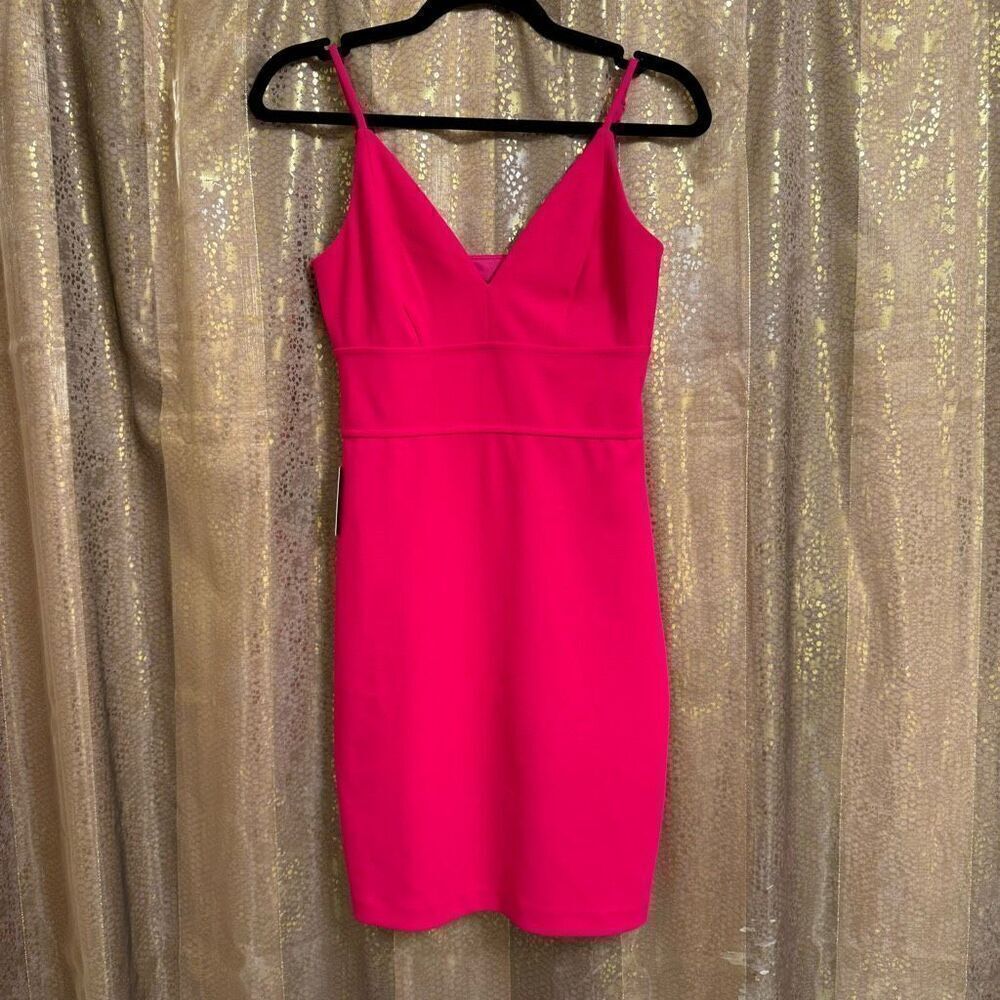 Express Bright Hot Pink Neon Berry Bodycon Mini Dress XS NWT
